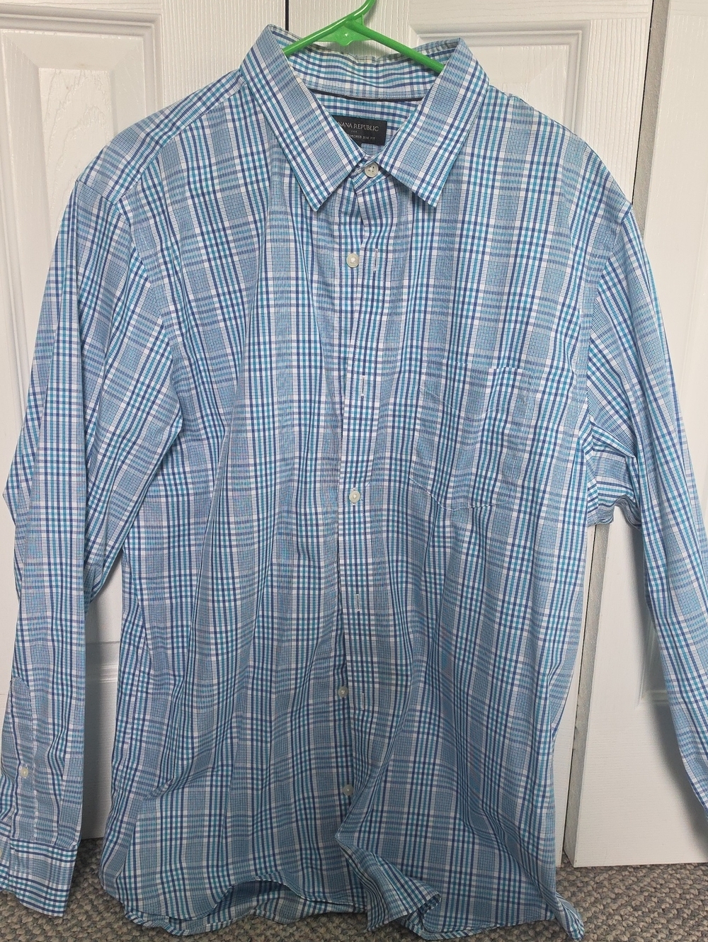Banana Republic Blue and White Plaid Dress Shirt